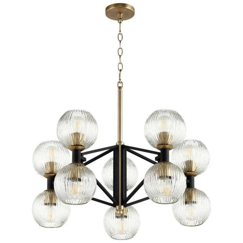 10 Light Black and Brass Chandelier