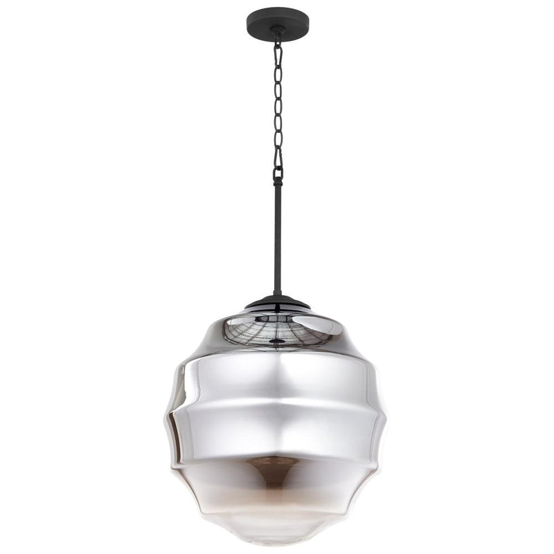 1 Light 16" Black Pendant