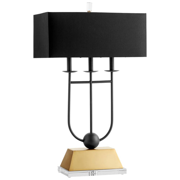 3 Light 32" Black/Gold Table Lamp