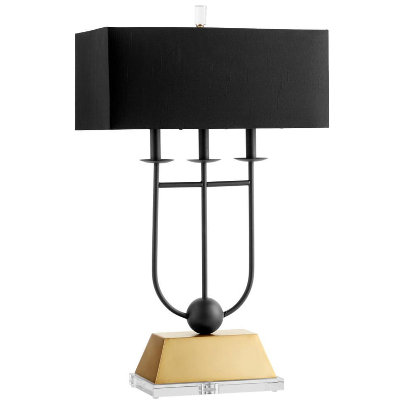 3 Light 32" Black/Gold Table Lamp