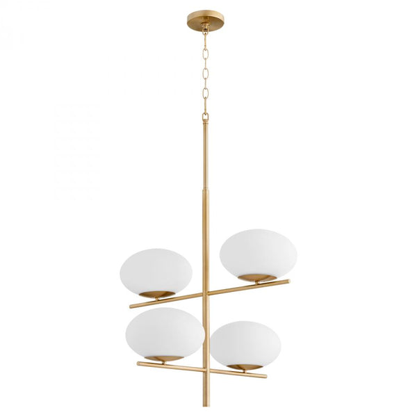 4 Light G16 Aged Brass Chandelier