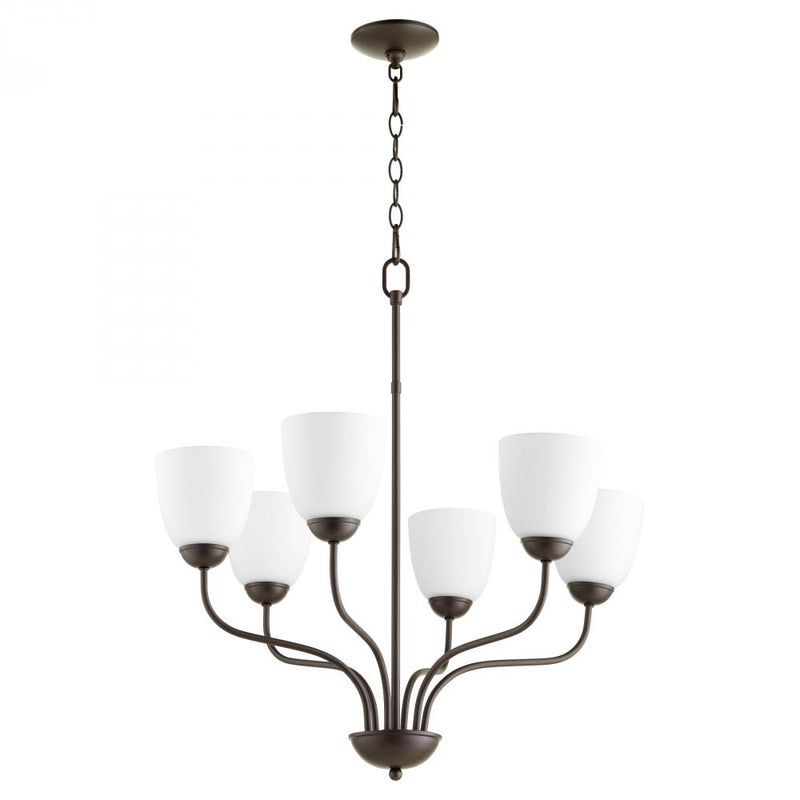 Traditional 6 Light Chandelier, 24.5" Wide
